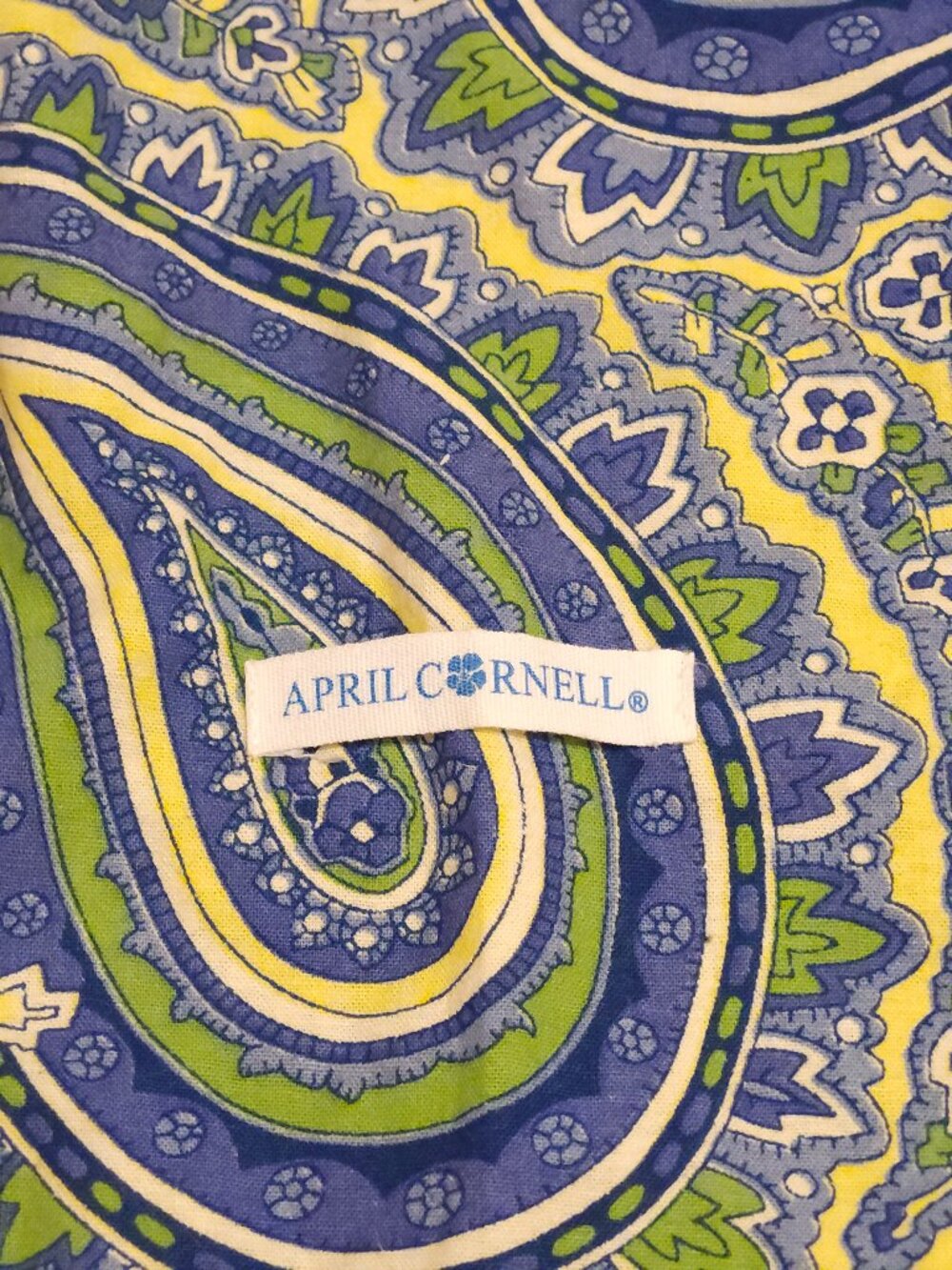 Green Paisley Gift Bag April Cornell Design Wine Bag Cotton Like New